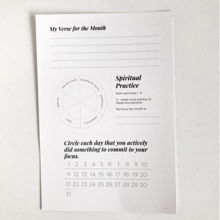 Faithbox March 2019 - Spiritual Inventory Info Card Back