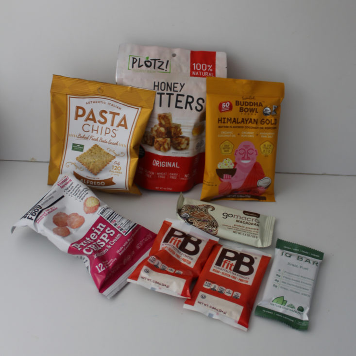 Fit Snack Box Review February 2019 - All Products Group Shot Front