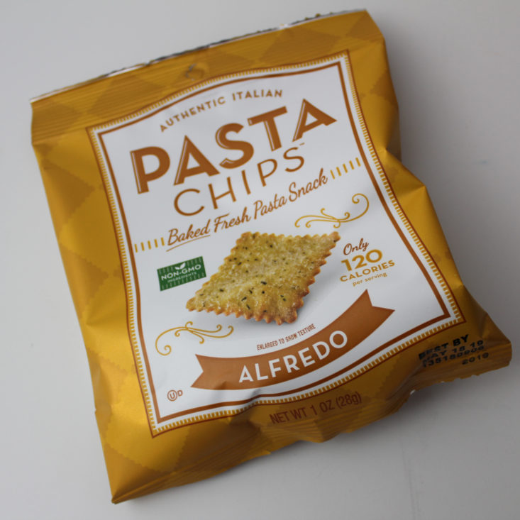 Fit Snack Box Review February 2019 - Authentic Italian Pasta Chips, Alfredo Packet Top
