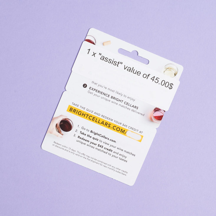 Frank and Oak March 2019 wine card