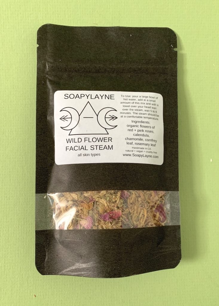 Gaia Moon Box March 2019 - Soapy Layne Floral Facial Steam Packet Front