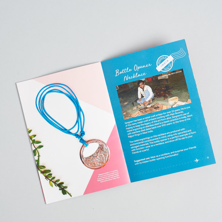 GlobeIn Tasting March 2019 booklet necklace