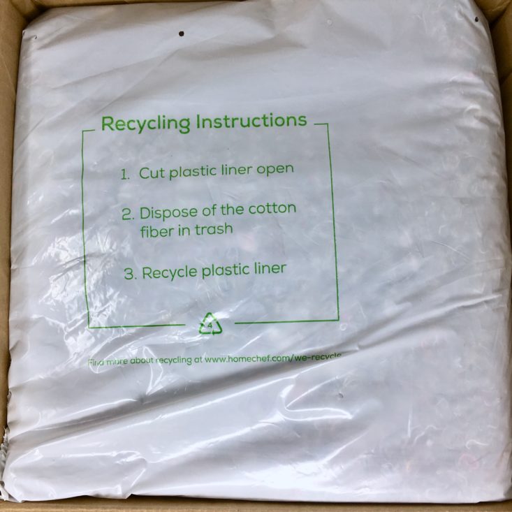 Home Chef Subscription Box Review March 2019 - Insulation Package From Top