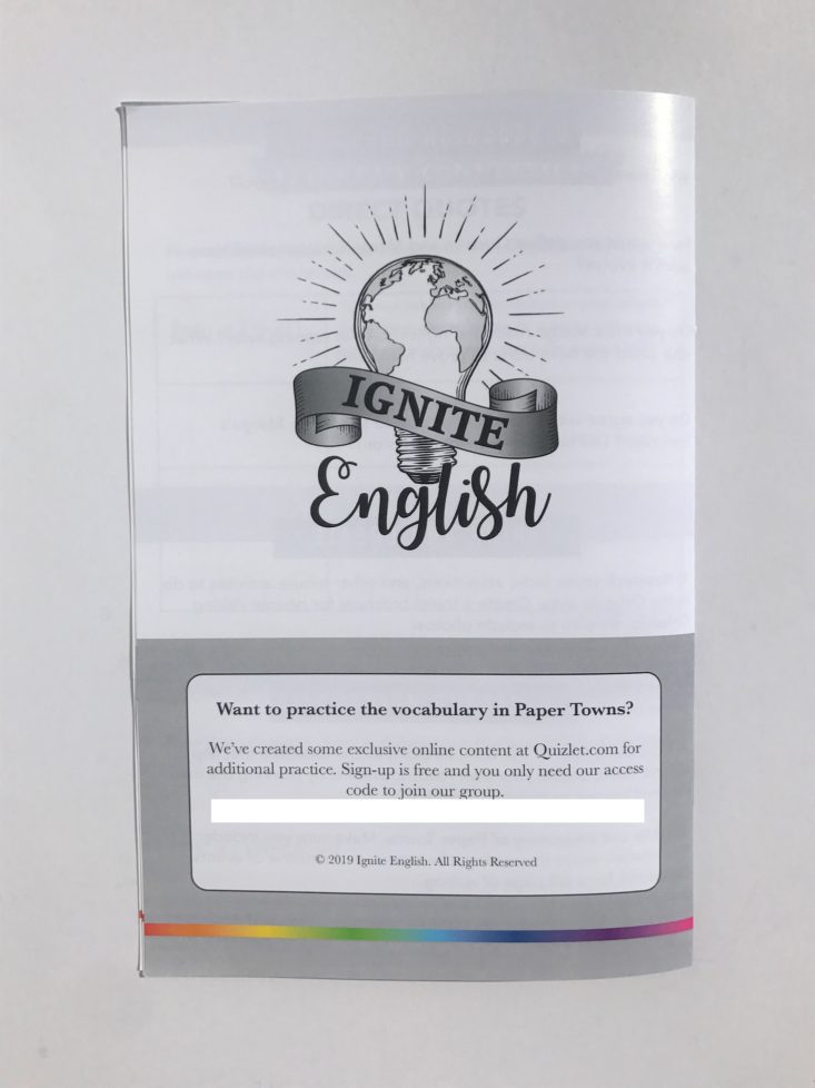 Ignite English Review March 2019 - Activity Guide Back Top