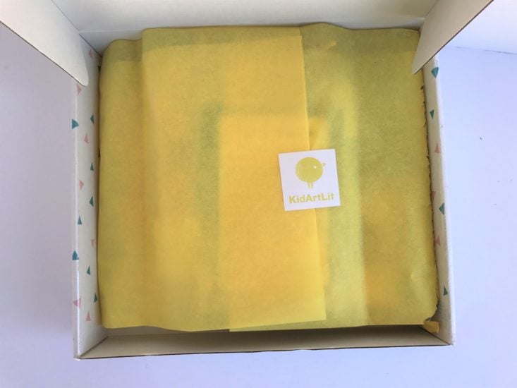 KidArtLit Deluxe Subscription Box Review March 2019 - Opened Box With Tissue Top