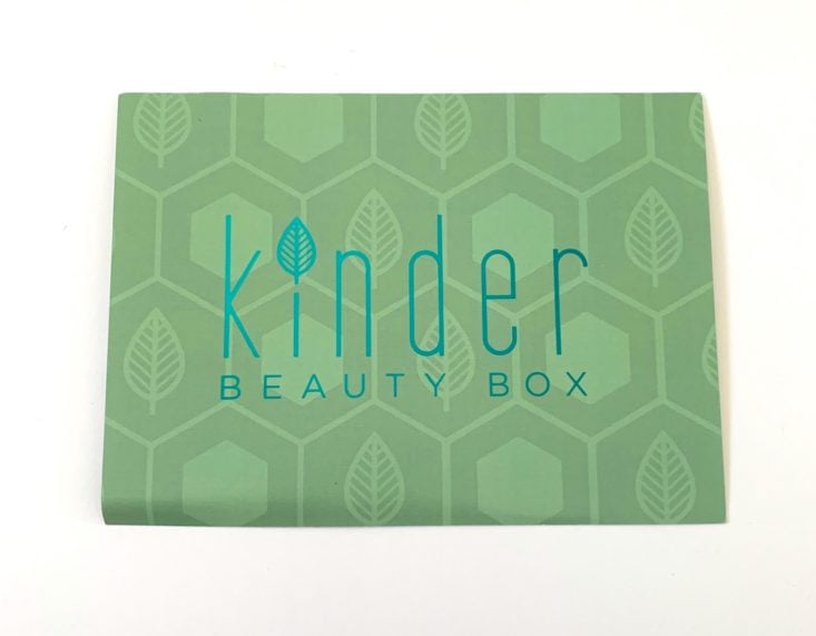 Kinder Beauty Box Natural Beauty Subscription Box Review March 2019 - Information Card Front Top