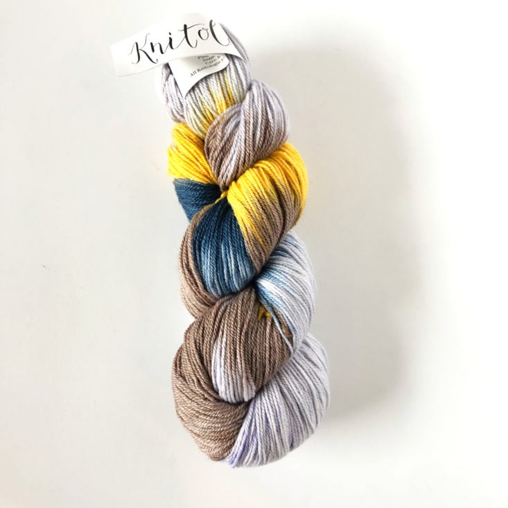 KnitCrate Membership Review March 2019 - Knitologie Sheen by KnitCrate yarn in color Titmouse Top