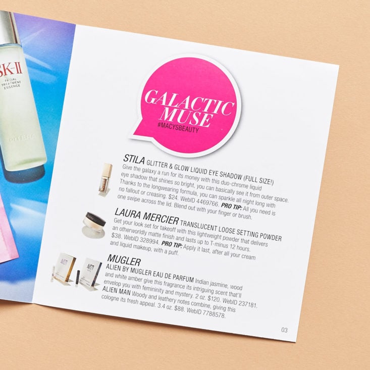 Macys Beauty Box March 2019 booklet product info