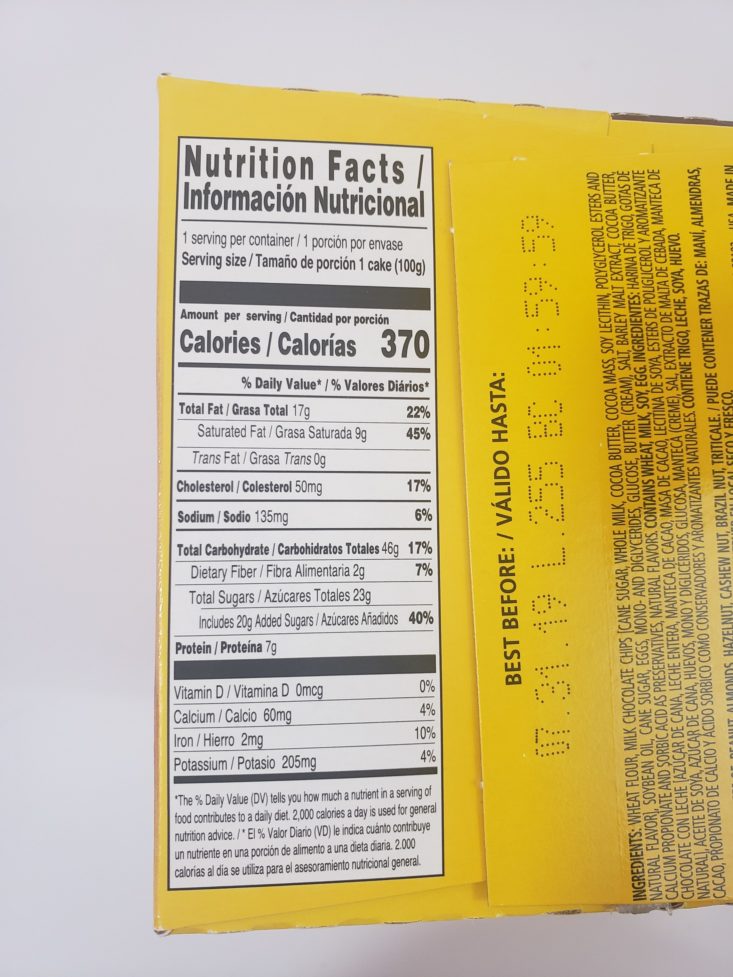 Monthly Box Of Food And Snack Review March 2019 - Mini Chocottone Nutrition Facts Back