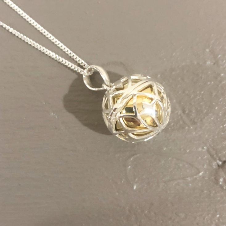 My Meraki Box February 2019 - NICE Long Necklace Solid Sterling Silver Caged Filigree Pendant Front