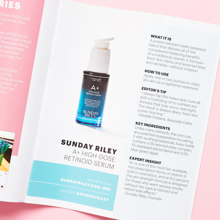 New Beauty Test Tube March 2019 booklet sunday riley