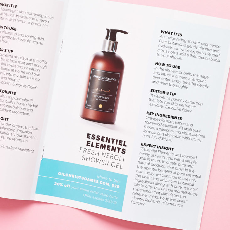 New Beauty Test Tube March 2019 booklet body wash