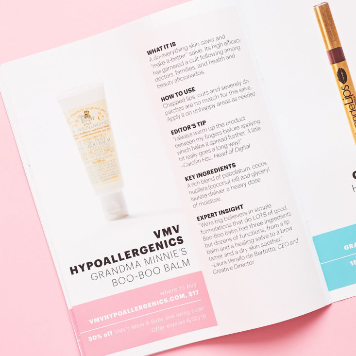 New Beauty Test Tube March 2019 booklet balm