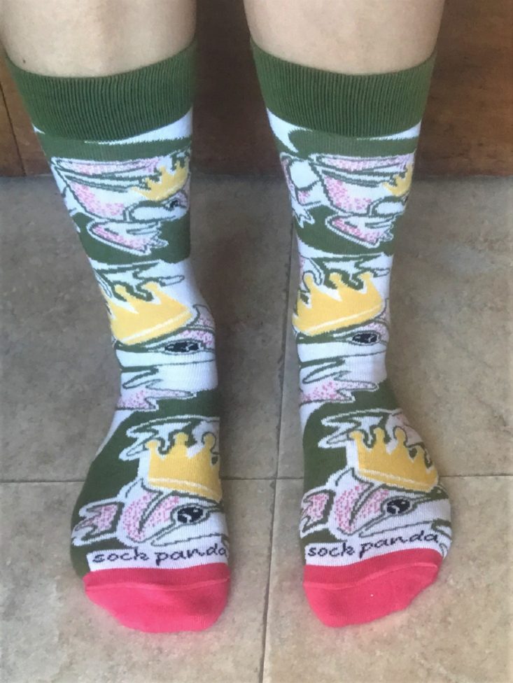 Sock Panda For Women March 2019 - Large Frog Prince Socks Wearing Front