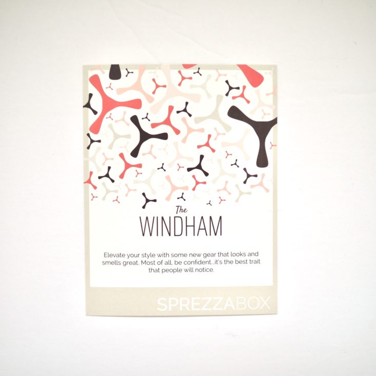 SprezzaBox February 2019 - The Windham Info Card Front