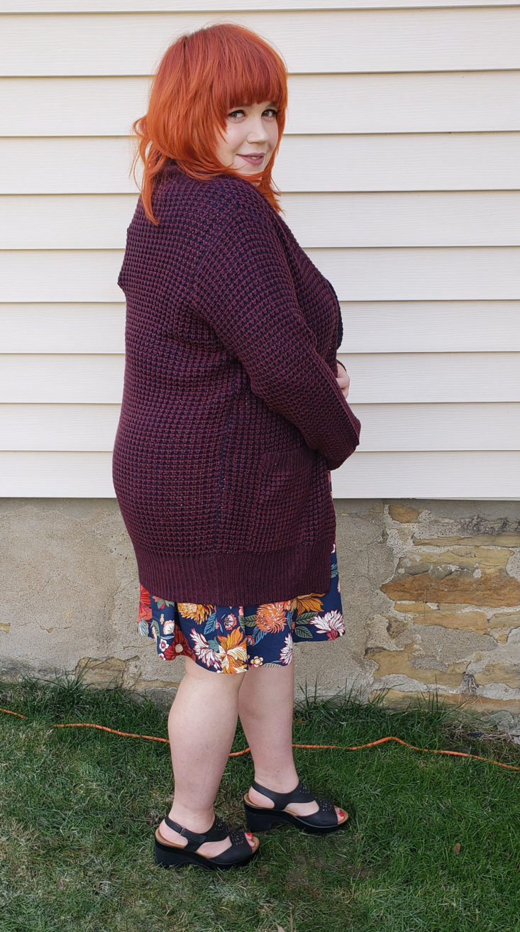 Stitch Fix Plus Size Clothing Box January 2019 - Bickley Shawl Cardigan Wearing Side 1