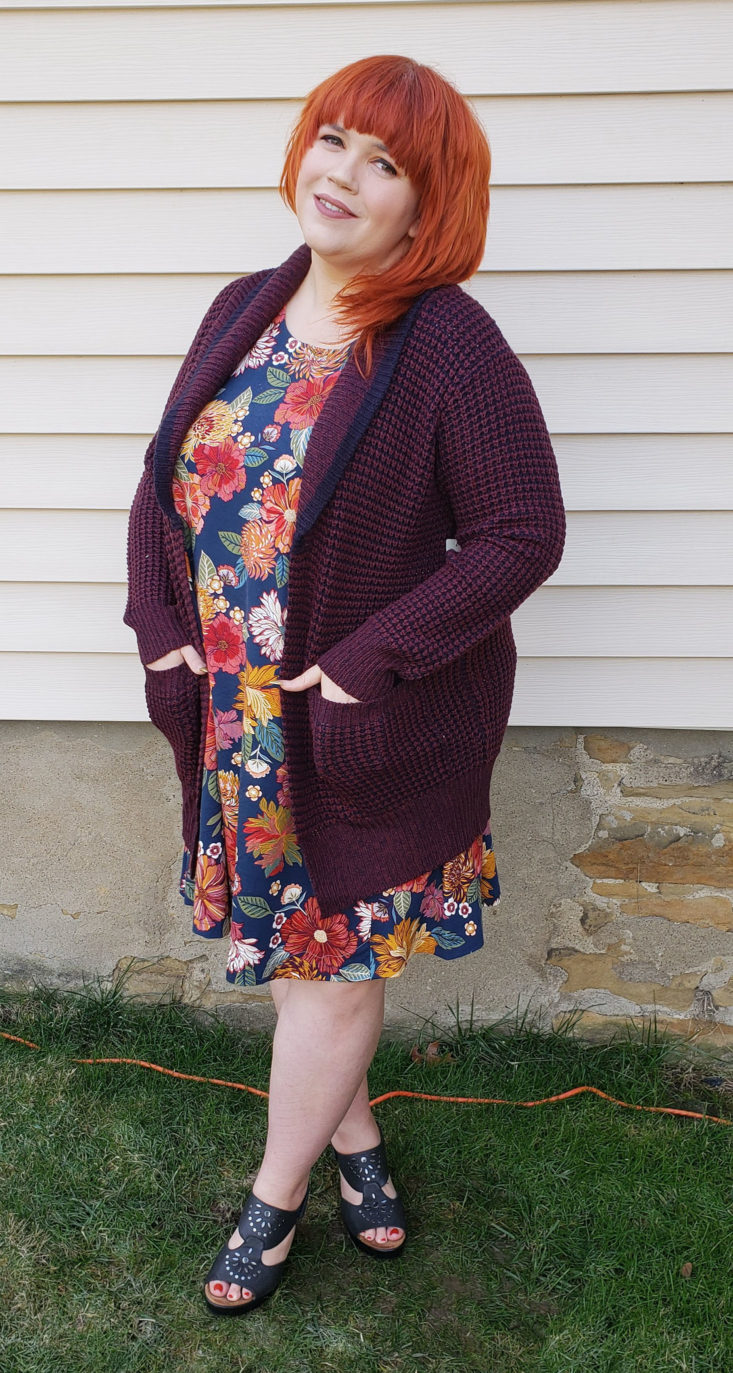 Stitch Fix Plus Size Clothing Box January 2019 - Bickley Shawl Cardigan Wearing Side 2