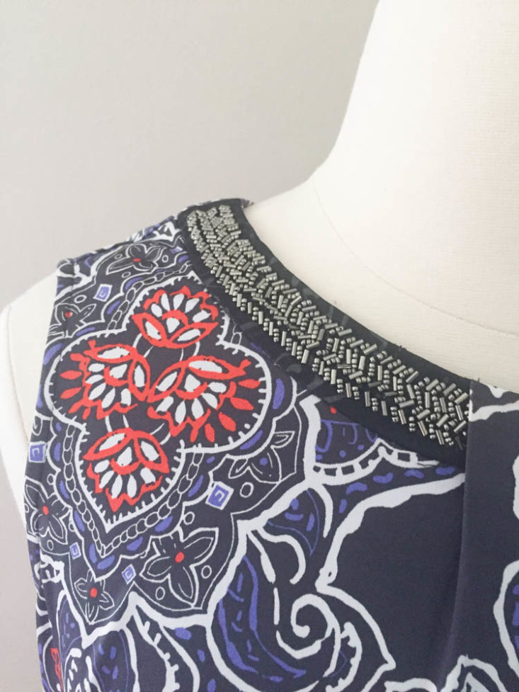 Stitch Fix Plus Size Clothing Box March 2019 - Carelle Beaded Neckline Dress Wearing Closer Front