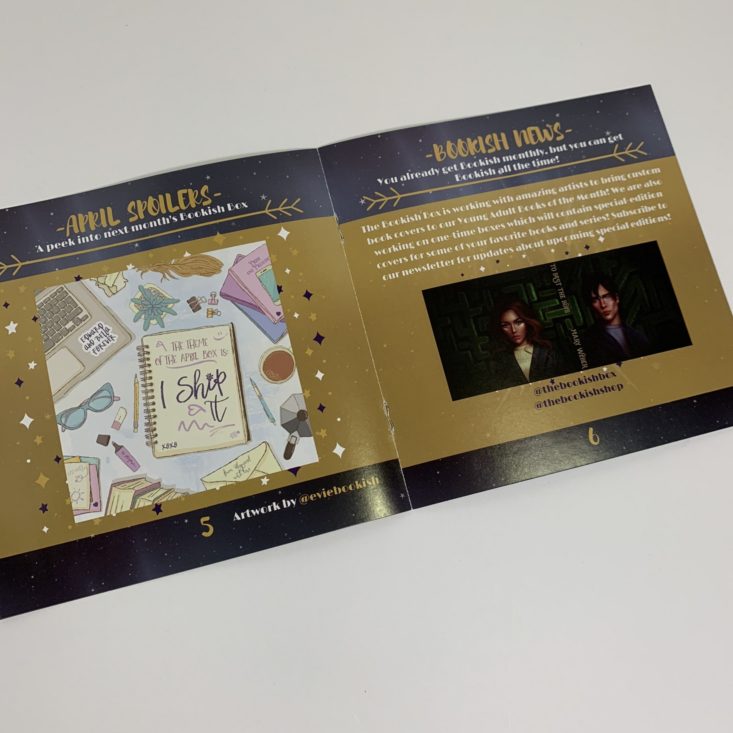 The Bookish Box Review March 2019 - Information Booklet 4 Inside Top