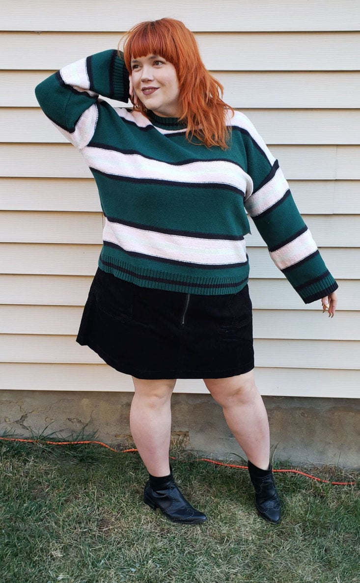 Trunk Club Plus Size Subscription Box Review December 2018 - Everyday Stripe Sweater by BP Size 2x Pose 1 Front
