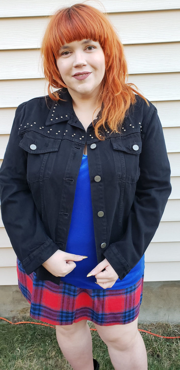 Trunk Club Plus Size Subscription Box Review December 2018 - Studded Jacket by Sanctuary Size 2x Onn Pose 2 Front