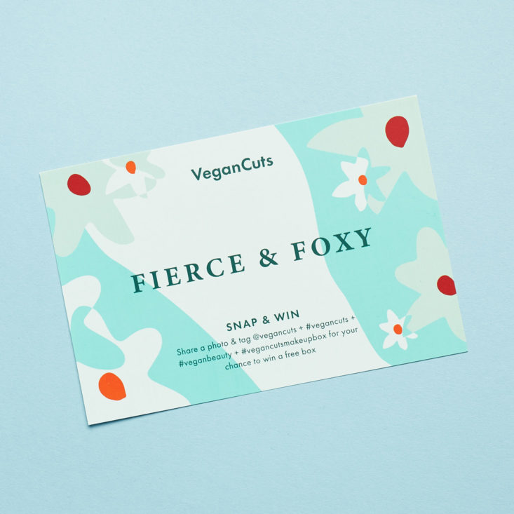 Vegan Cuts Fierce and Foxy March 2019 info card