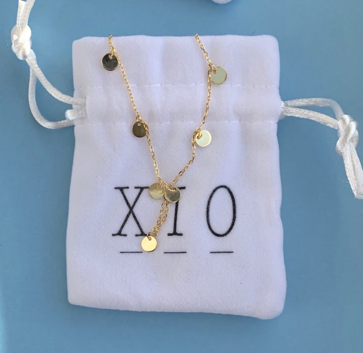 XIO Jewelry Subscription Review March 2019 - Charmed Choker Pouch 1 Top