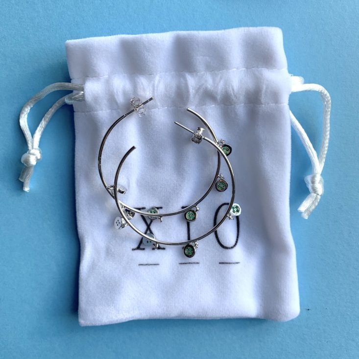 XIO Jewelry Subscription Review March 2019 - Lady Luck Hoops Earrings Pouch 2 Top