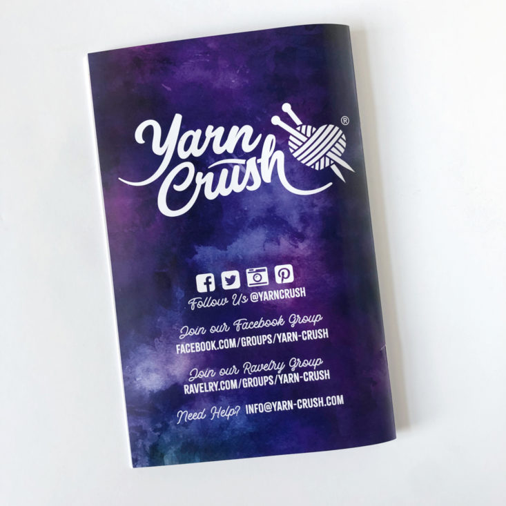 Yarn Crush Box February 2019 - Booklet Back