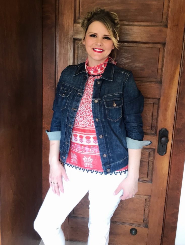 25 Golden Tote April 2019 - Red Shirt With Jean Jacket