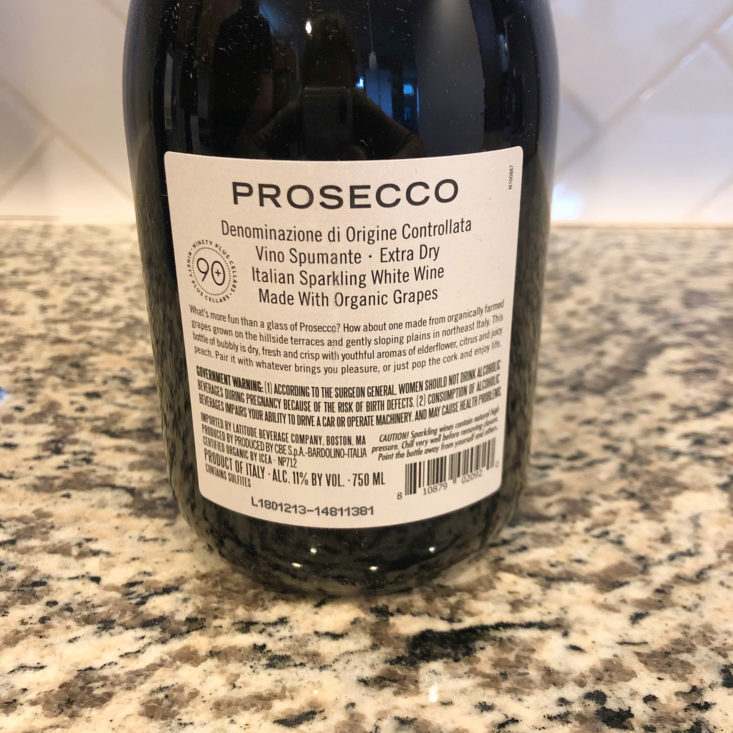 90 Plus Cellars Wine Review Spring 2019 - Prosecco Bottle Back