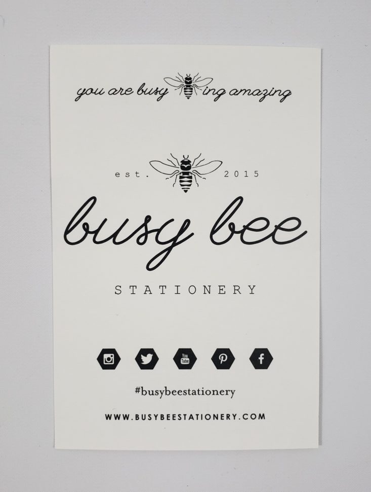 BUSY BEE REVIEW APRIL 2019 - Introduction Card Front Top
