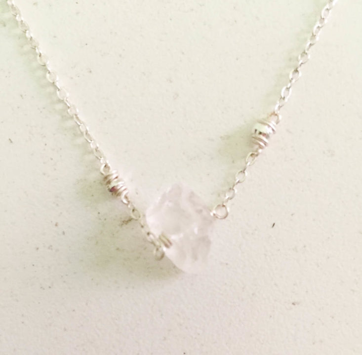 California Found Subscription Box Review April 2019 - Herkimer Diamond Necklace 3 Closer Top