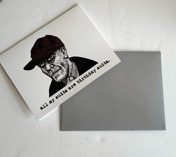 Creepy Crate Winter 2019 Review - Ed Gein Birthday Card by Depressive Ghoul With Envelope Top