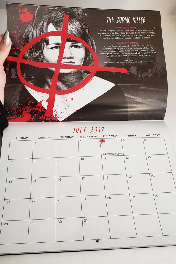 Creepy Crate Winter 2019 Review - The Lineup’s 2019 Unsolved Mysteries Calendar Inside Top