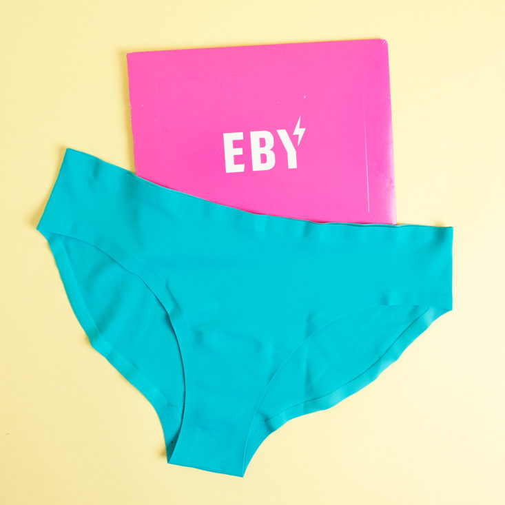 EBY envelope with turquoise undies