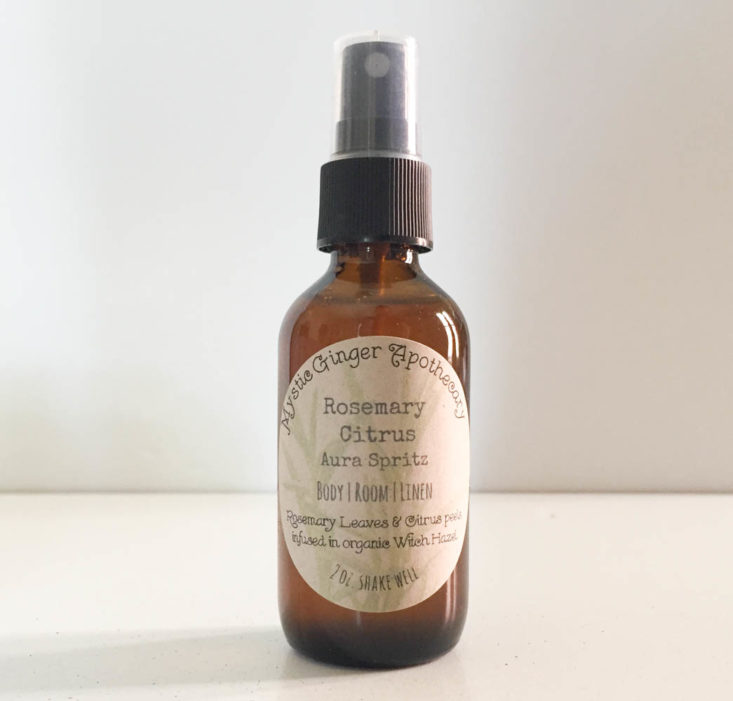 Earthlove Subscription Box Review Spring 2019 - Rosemary Citrus Aura Spray by Mystic Ginger Apothecary Front