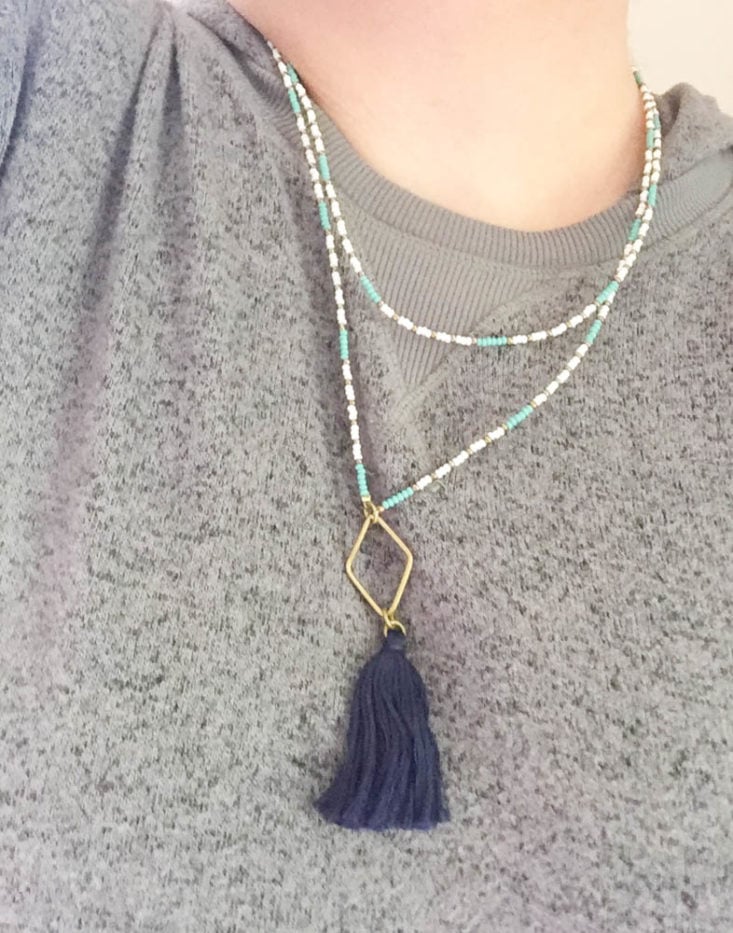 Fair Trade Friday Subscription Box Review April 2019 - Seed Bead Tassel Wrap Necklace by Have Hope, Kenya 5 On Front