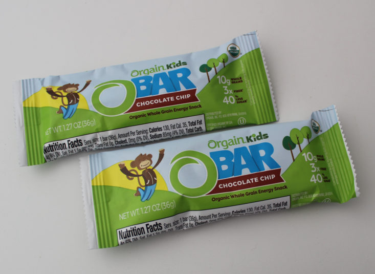 Fit Snack Box Review March 2019 - Orgain Kids O Bar in Chocolate Chip Packet Top