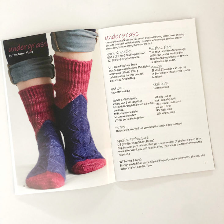 KnitCrate Sock Crate April 2019 Review - Pattern Pages Top
