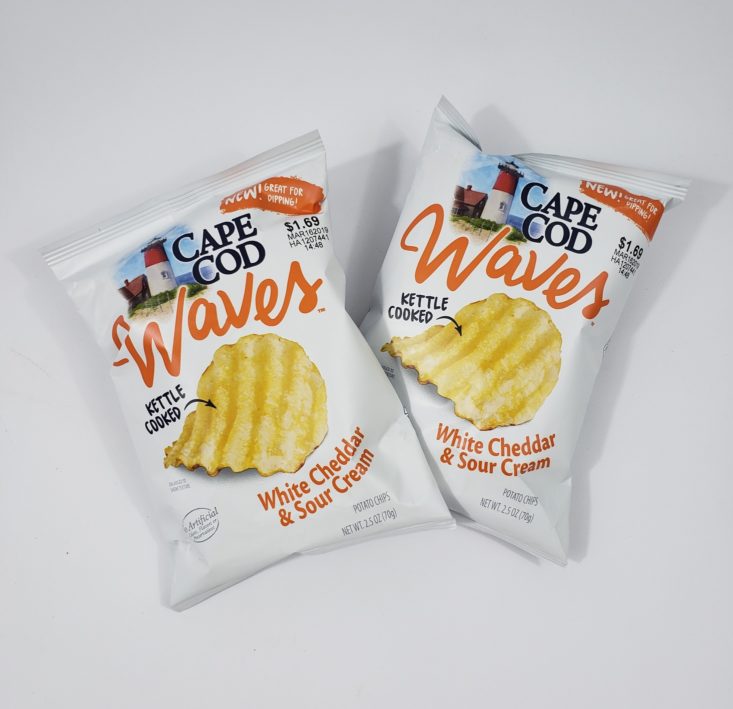 Monthly Box Of Food And Snack Review April 2019 - Cape Cod Waves White Cheddar & Sour Cream Chips Front