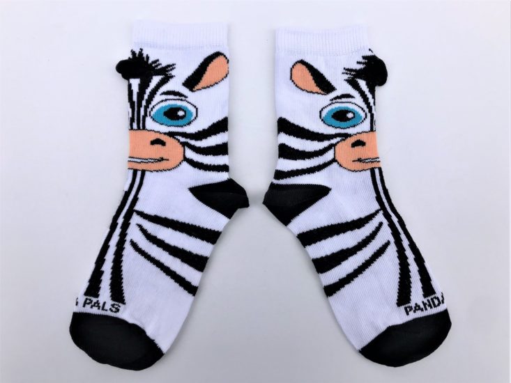 Panda Pals Kid’s Socks April 2019 - Zebra Sock Laid Out View
