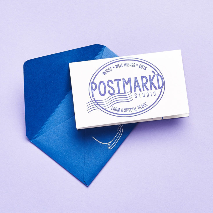 Postmarkd Studio April 2019 blue envelope