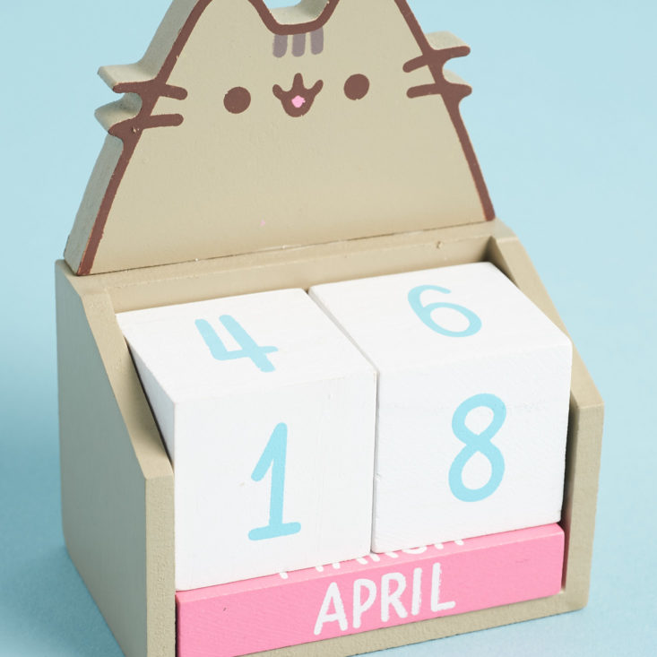 close up of Pusheen Wood Block Calendar