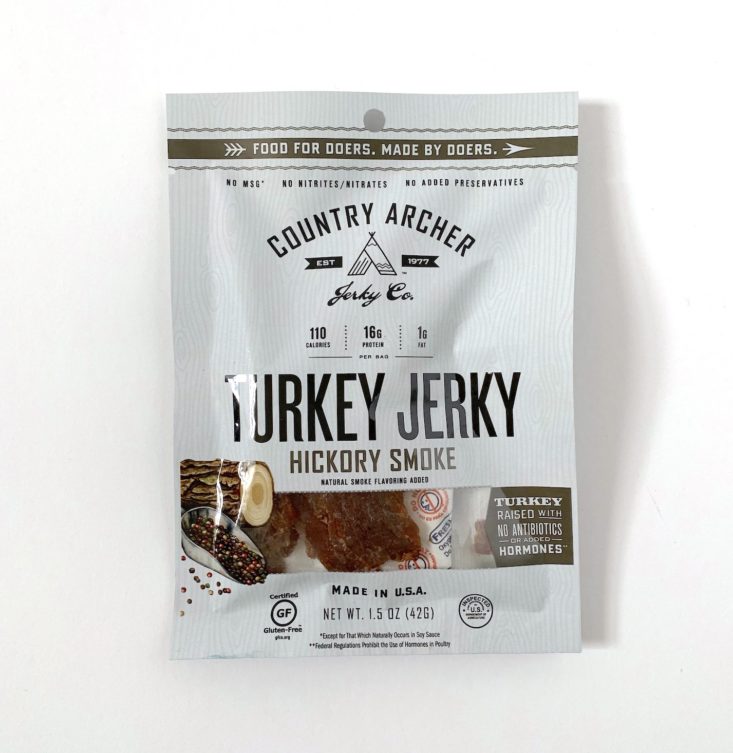 SnackSack Classic Review March 2019 - Country Archer Hickory Turkey Jerky Packet Top