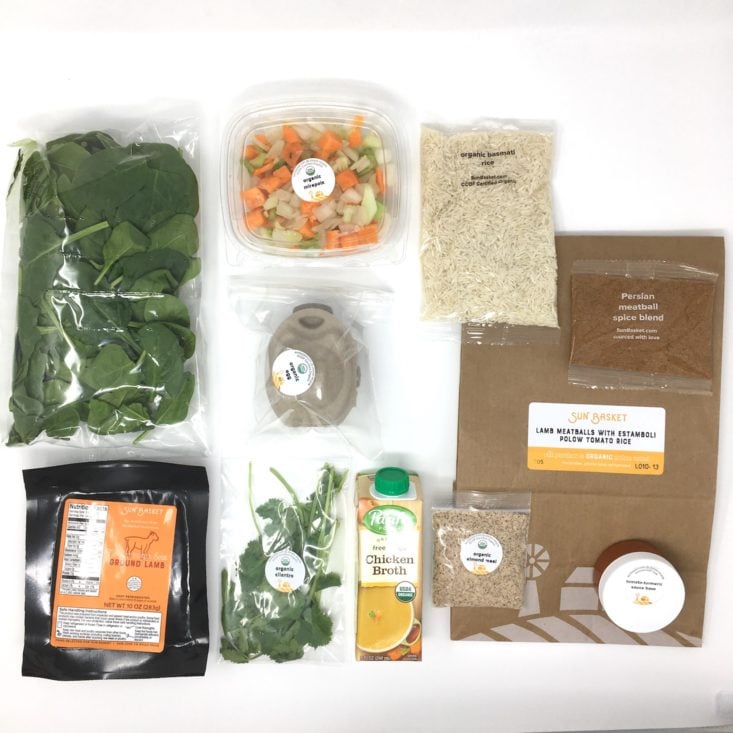 Sun Basket Subscription Box Review March 2019 - LAMB MEATBALL INGREDIENTS