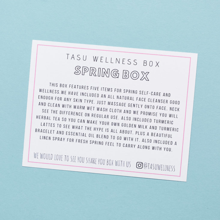 Tasu Spring March 2019 spring box caard