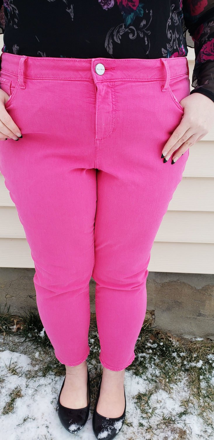 Trunk Club Plus Size Subscription Box Review March 2019 - Ankle Skinny Jeans by SLINK Jeans in Pink 3 Front Closer