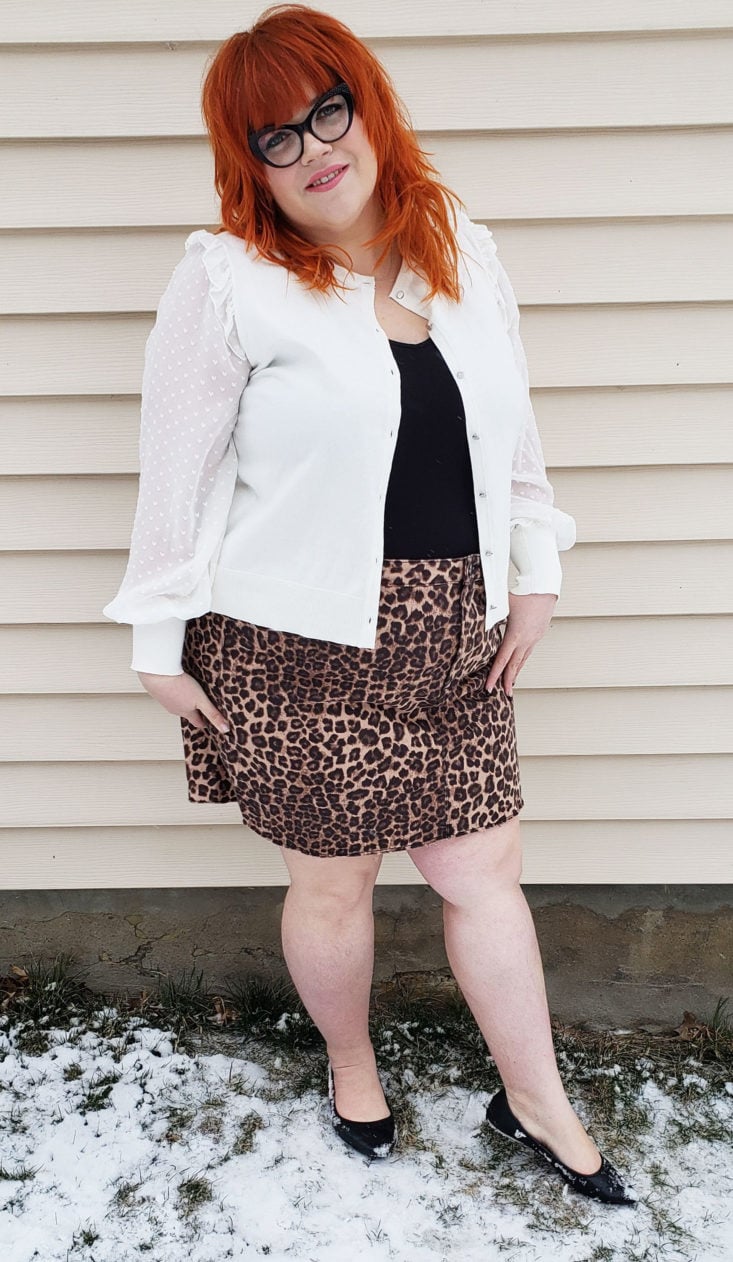 Trunk Club Plus Size Subscription Box Review March 2019 - Cheetah Print Raw Edge Miniskirt by GOOD AMERICAN 1 Front