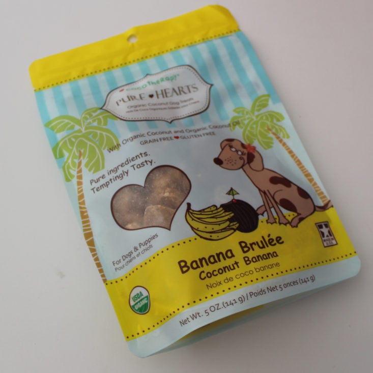 Vet Pet Box Dog Review April 2019 - Cocotherapy Pure Hearts Banana Brulee Packet Top